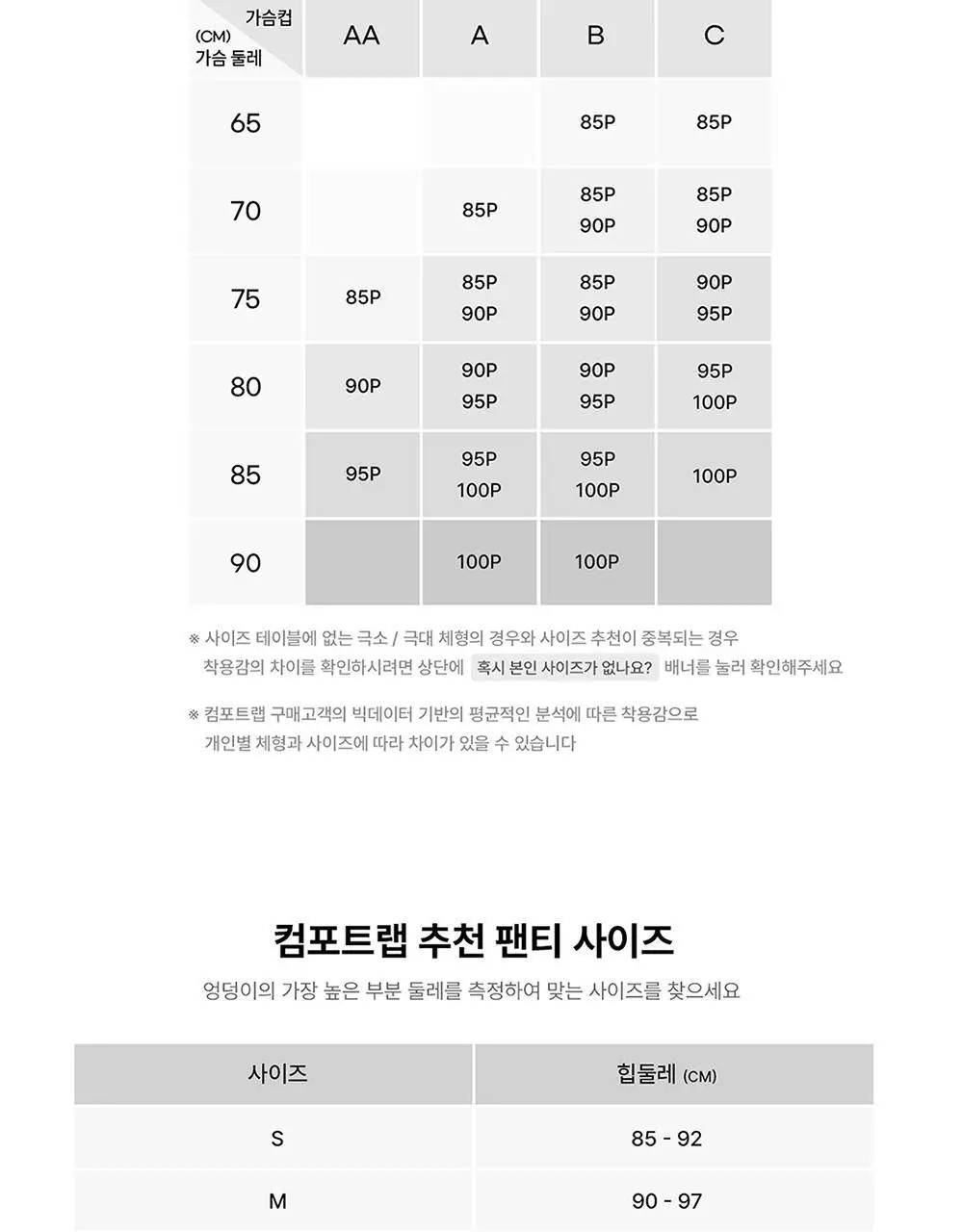 [컴포트랩] 듀얼 쿨 볼륨 V컷 브라렛 베이직 팬티 세트 4colors 상세페이지 27